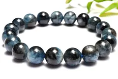 【１点物】南アフリカ産◇金属シラー ブラックアクアマリン　10.5mm　ブレスレット パワーストーン 天然石 _MC4177