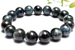【１点物】南アフリカ産◇金属シラー ブラックアクアマリン　12mm　ブレスレット パワーストーン 天然石 _MC4179
