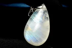 【１点物】AAA☆シルバー925 インド産 ブルームーンストーン　27x15mm　ドロップ ペンダントトップ パワーストーン 天然石 _PC9033