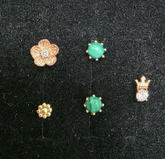 14K ピアス 3 種 1 ペア まとめ売り