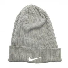 【超美品】ナイキ ニット帽 グレー ロゴ刺しゅう ウール混 ONE SIZ   ゴルフウェア NIKE