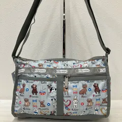 8854　LeSportsac レスポートサック　ショルダーバッグ　犬　ドック　dog　いぬ　グレー　水色　ライトブルー　レディース　動物　カジュアル　シンプル　小さめ　ミニ　軽量