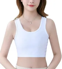 Chilland 胸つぶし ナベシャツ スポブラ タンクトップ コスプレ 男装 男胸 ショート丈 バスト 補正 下着 サイズ 段階 調節 (ホワイト,  L)