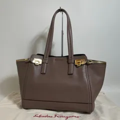 2512-169｜美品｜フェラガモ トートバッグ レザー グレージュ ガンチーニ