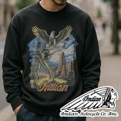 Indian Motocycle インディアン スウェット トレーナー メンズ レディース sweat printed プリント ブランド IC-3010 7986581 (Vintageブラック)