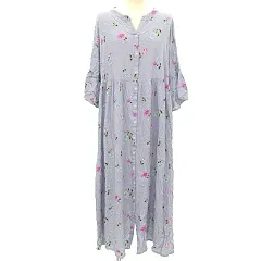 フリークスストア FREAKS STORE Greenroom 花柄 ワンピース ロング 七分袖 F グレー ■GY54 A0122