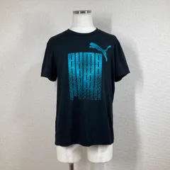【プーマ】Tシャツ トップス　黒　ブラック　L　puma　ワンポイント　グラフィック 半袖　丸首　クルーネック　 y2k グランパコア 