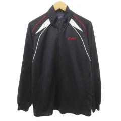 アシックス asics スポーツウエア ジャージ ジャケット ロゴ 薄手 Mサイズ 紺 ネイビー ■GY99