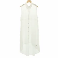 アズールバイマウジー AZUL by moussy シースルー ノースリーブ シャツ ロング M 白 ホワイト ■GY54