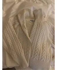 メイビーベイビー Dearest ケーブル編み ウール ジップアップ カーディガン