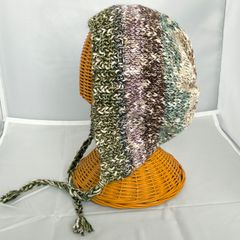 ビンテージ〉丸八真綿 HACCINI 天然ムートン円筒型クッション ブルー系
