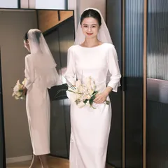 2026年冬新作 欧米スタイルのセクシーなアウタースリーブ レース スモールテール ウェディングドレス ファクトリーソース