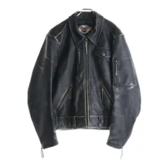 HARLEY DAVIDSON (ハーレーダビッドソン) バック刺繍 エンボス加工 シングルライダース レザージャケット ブラック HD-351