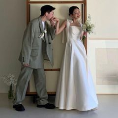 ウェディングドレス ホワイト 韓国風 前撮り Sサイズ - メルカリ