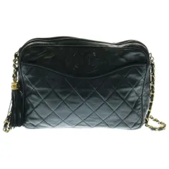 CHANEL (シャネル) マトラッセ ココマーク ラムスキン レザー タッセル フリンジ チェーンショルダーバッグ ゴールド金具 ブラック 0番台