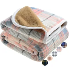 HAPGO ひざ掛け ブランケット 大判 選べる5色2サイズ 4way 着る毛布 ボタン付き 改良 防寒対策 あったか チェック柄 おしゃれ 吸湿保温 抗菌加工 静電気防止 洗濯可能 手触り 家・オフィス・アウトドア・車・出張 などに適用 通年使用 (ピンク