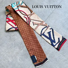 LOUIS VUITTON ルイヴィトン バンドープラネット シルクスカーフ M77319 ブラウン モノグラム　a8