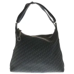 Christian Dior (クリスチャンディオール) トロッター ショルダー ハンドバッグ ワンショルダーバッグ ブラック レザー×キャンバス シルバー金具
