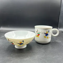 《M》2個セット sango ミッキー ドナルド アルファベット マグカップ お茶碗 レトロ