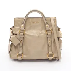 ミュウ ミュウ Miu Miu ハンドバッグ VITELLO LUX RT0438 ベージュ レザー ヴィッテロ 2wayショルダー レディース Used B