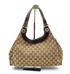 GUCCI グッチ　GGキャンバス×レザー ワンショルダーバッグ　ブラウン×ベージュ　イタリア製　刻印あり　154982 212792 レディース　ラグジュアリー　高級　ハイブランド