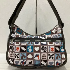 8986　LeSportsac レスポートサック　ショルダーバッグ　クラシックホーボー　ブラウン系　総柄　軽量　レディース　カジュアル　シンプル