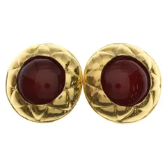 CHANEL (シャネル) ヴィンテージ グリポア カラーストーンGPイヤリング ゴールド/レッド