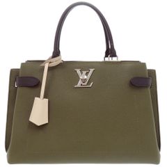 美品 ルイ ヴィトン ロックミーデー M55325 レザー カーキ/ブラック