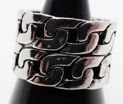 【２５号】２ライン　平チェーン　ワイド　シルバー　リング　指輪　ストリート　病み系　ロック
