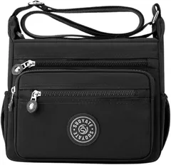 ideamall ショルダーバッグ 斜めがけ 肩掛け レディース 軽量 撥水 ポケット 小さめ (ブラック,  26cmｘ22cmｘ11cm)