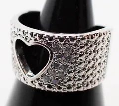 【２２号】光石ぬきハート　ラインストーン　ハート　シルバー　リング　指輪　ストリート　病み系　ロック