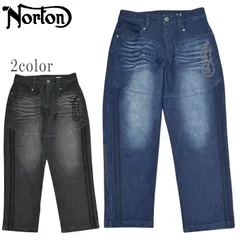 ノートン Norton 服 アパレル 261N1800 防風畝刺繍 ストレッチ ワイド デニムパンツ ジーンズ  暖パン メンズ 261n1800
