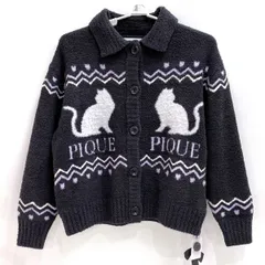 gelato pique ジェラートピケ CAT ジャガード衿付きカーディガン PWNT254031 DGRY Fサイズ レディース ※中古