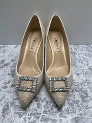 送料無料！！DIANAダイアナ　ビジュー付きパンプス　ベージュ　24.5cm   #80128MO229