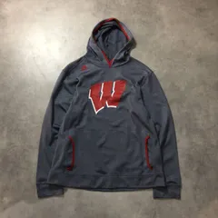 GQ4642◇adidas : ウィスコンシン大学 ジャージ パーカー◇M◇グレー系 アディダス フーディー カレッジ
