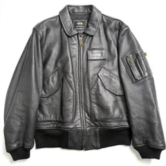 【牛革】ALPHA レザージャケット 黒 M フライトジャケット CWU-45P カウハイド 本革