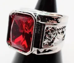 【２０号】シルバー　サイドドラゴン　スクエア　レッド　龍　リング　指輪　ストリート　病み系　ロック