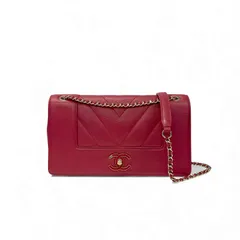 シャネル CHANEL バッグ ショルダーバッグ ピンク ゴールド Vステッチ ラムスキン ターンロック ココマーク ダブルチェーン ダブルフラップ