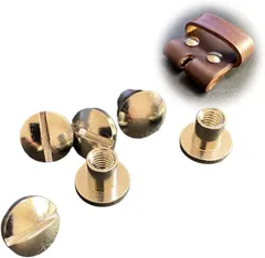 start.side 牛革 牛皮 交換用 ベルト バックル用 バックル対応接続部品 (真鍮ネジ 銀シルバー3点,  Free Size)