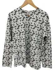 Calvin Klein  カルバンクライン　総柄　Vネック　長袖　カットソー　グレー　メンズ　サイズXLタグ付き美品【ZK87】