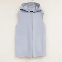Theory　セオリー　CLAIRENE VEST DF　ロングベスト　ジレ　コート　ダブルフェイス　フード　カシミヤ　ウール　ブルー　レディース　S