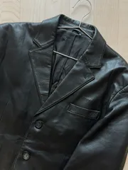 ブラック 本革 羊革 レザー ジャケット コート ヴィンテージ