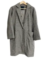  HK WORKS LONDON  エイチケーワークスロンドン　チェック柄　千鳥格子　チェスターコート　ブラウン系　レディース　サイズL【ZK87】