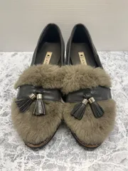 送料無料！！DIANAダイアナ　ファー付きスゥエードローファー　グレー系　レイディース冬ローファー　23cm  #80128MO229