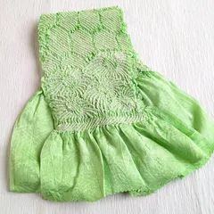 帯揚げ 絞り 中抜き 正絹 グリーン系×白 亀甲 源氏香 草花 和装小物 成人式  振袖 カジュアル 200