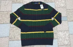 ポロラルフローレン コットン ストライプ ケーブル編み ニット