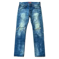 RED CARD Rhythm 16878 テーパードデニム ペイント ダメージ加工 インディゴ サイズ30 メンズM レッドカード リズム