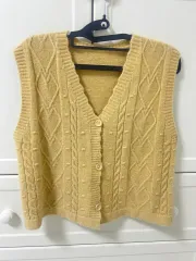 ケーブルニットカーディガン イェロー