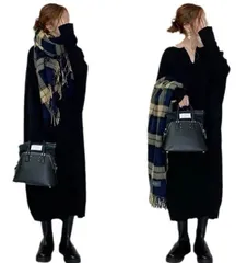 ワンピース レディース 即購入OK 長袖 ニットワンピ ロング丈 ロングワンピ Vネック 体型カバー ゆったり シンプル カジュアル おしゃれ 無地 かわいい 20代 30代 40代 50代 秋 冬 通勤 通学