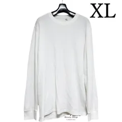 ユニクロ　メンズ　ロンT　ワッフルクルーネックTシャツ　長袖　白　ホワイト　XL